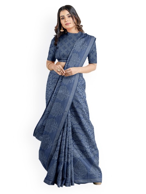 

Kalamandir Blue Silk Blend Printed Banarasi Saree