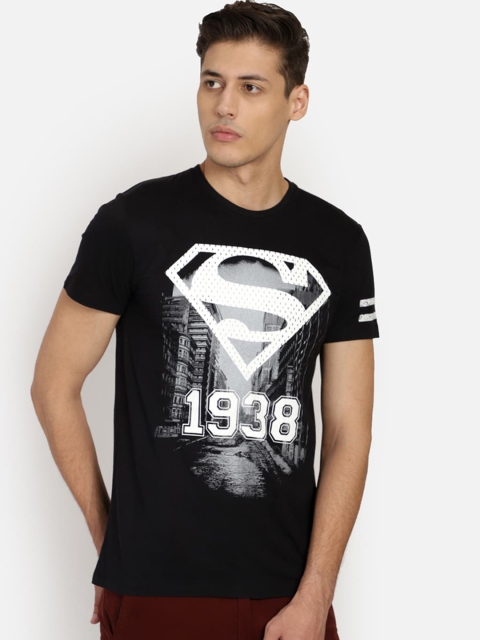 

Free Authority Men Black Superman Printed Round Neck T-shirt