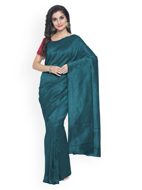 

Kalamandir Green Solid Silk Blend Saree