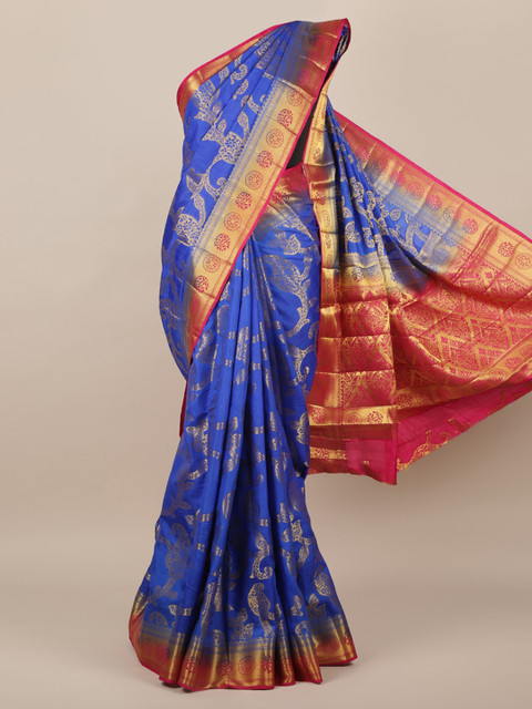

Pothys Blue Woven Design Jute Silk Saree