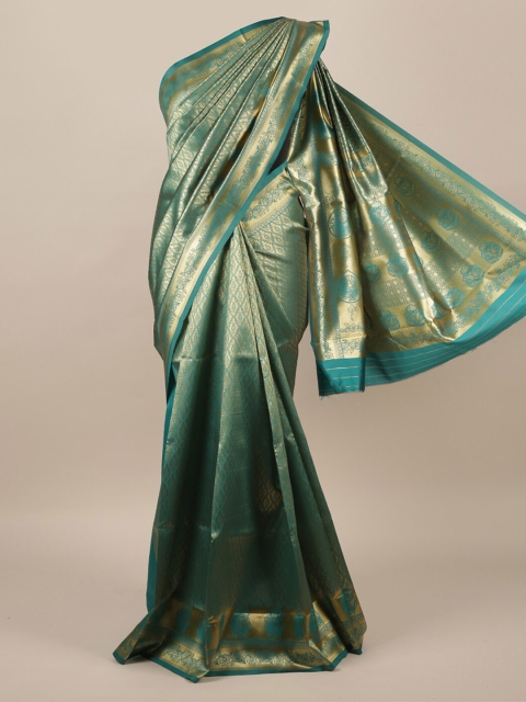 

Pothys Green & Turquoise Blue Jute Silk Woven Design Saree