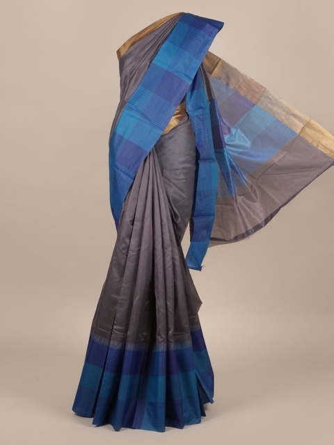 

Pothys Grey Solid Jute Silk Saree