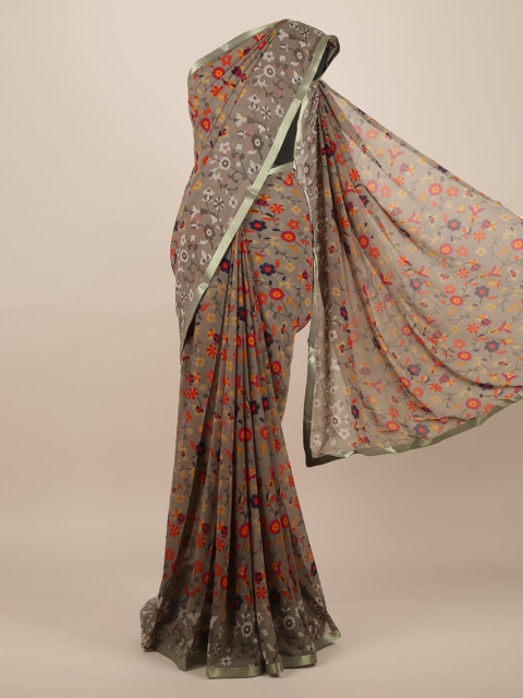 

Pothys Grey Printed Poly Chiffon Saree