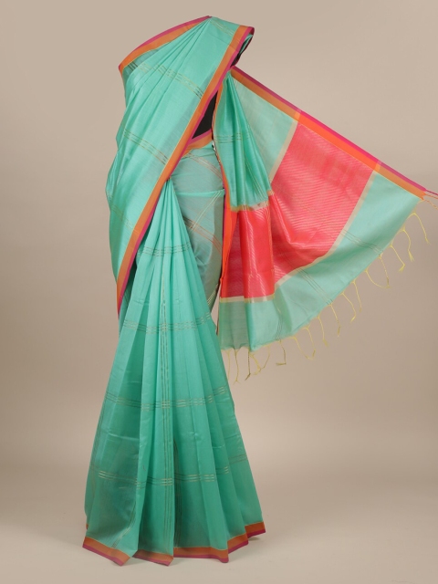 

Pothys Green Checked Jute Silk Saree with Tasseled Pallu