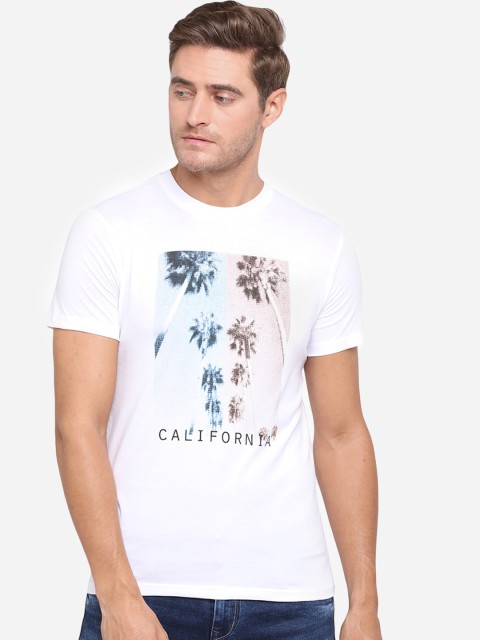 

Greenfibre Men White Printed Round Neck T-shirt