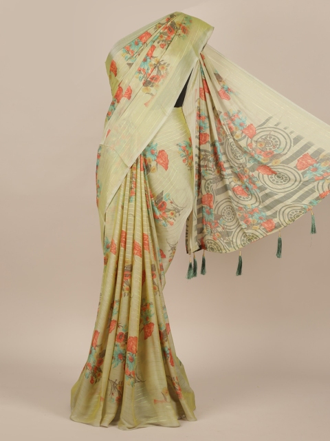 

Pothys Green Printed Poly Chiffon Saree