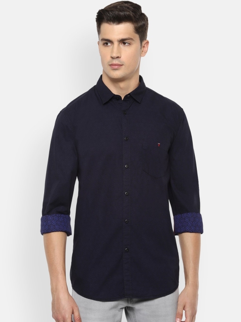 

Louis Philippe Jeans Men Navy Blue Slim Fit Solid Casual Shirt
