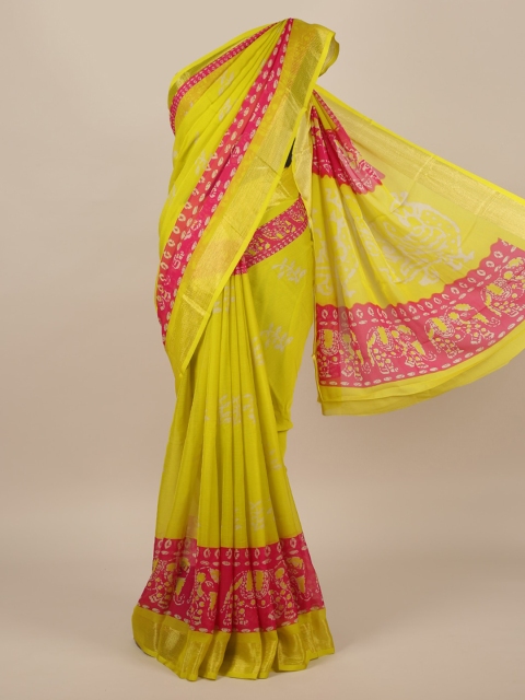 

Pothys Green Printed Poly Chiffon Saree
