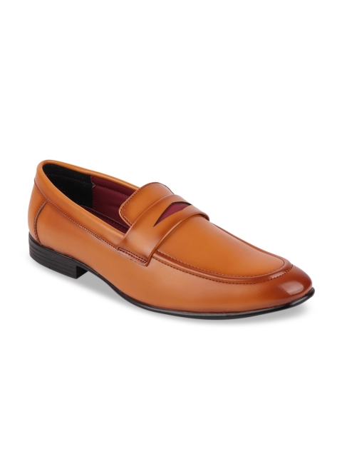 

FAUSTO Men Tan Brown Solid Semiformal Penny Loafers