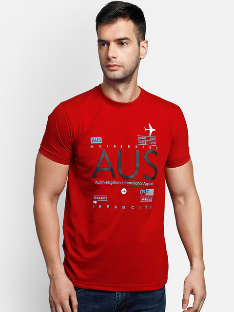 

COBB Men Red Printed Round Neck T-shirt