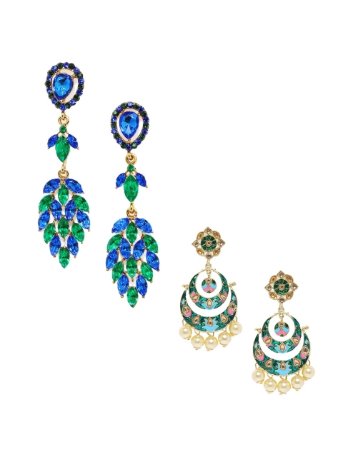 

Mahi Combo of 2 Multicoloured Contemporary Drop Earrings, Multi