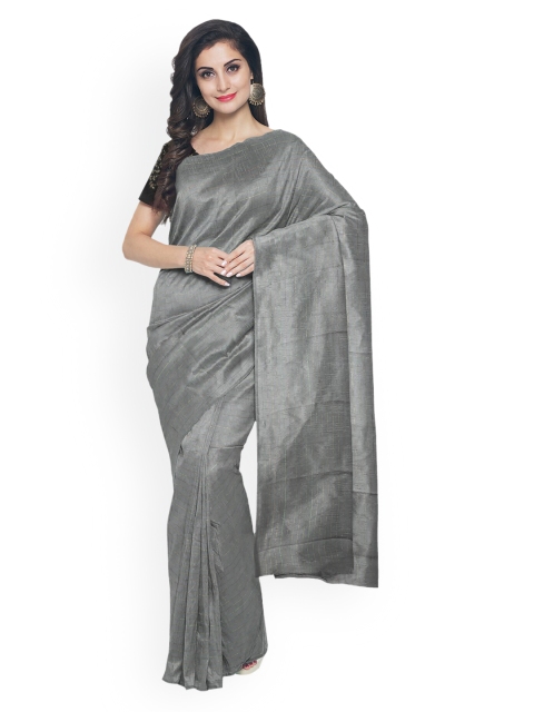 

Kalamandir Grey Solid Silk Blend Saree
