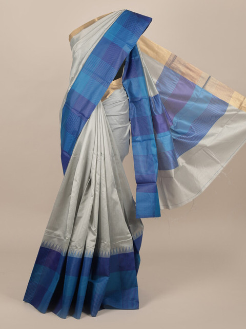 

Pothys Grey Solid Jute Silk Saree