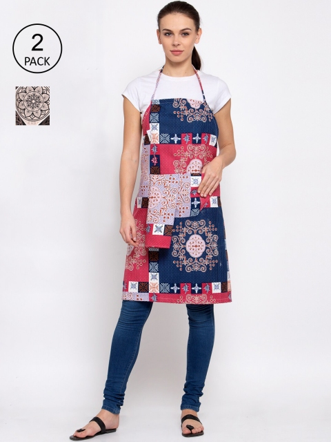 

KLOTTHE Unisex Pack Of 2 Cotton Printed 210 TC Aprons, Beige
