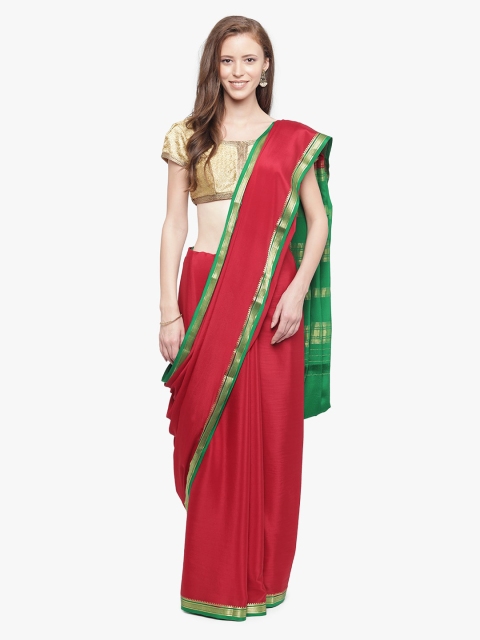 

Sudarshan Silks Red Pure Silk Solid Mysore Silk Saree