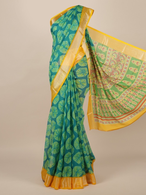 

Pothys Green Printed Poly Chiffon Saree