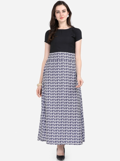 

SAADHVI Women Black & White Printed Maxi Dress