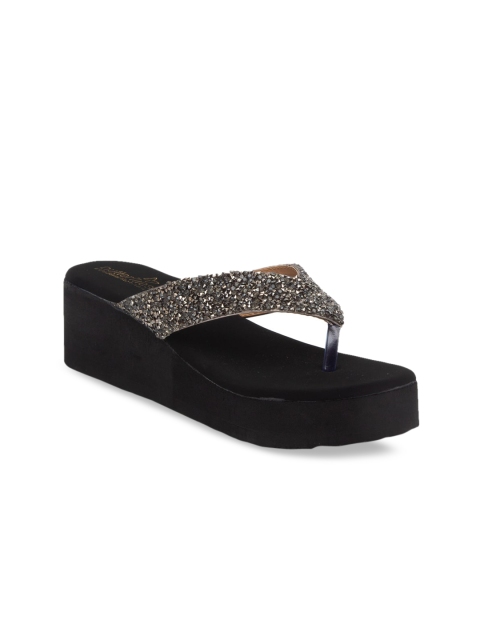 Butterflies Women Grey Embellished Wedges