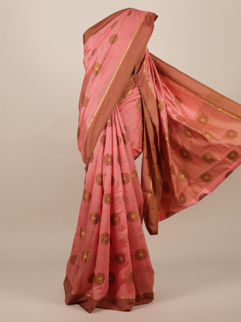 

Pothys Peach-Coloured & Brown Jute Silk Woven Design Saree