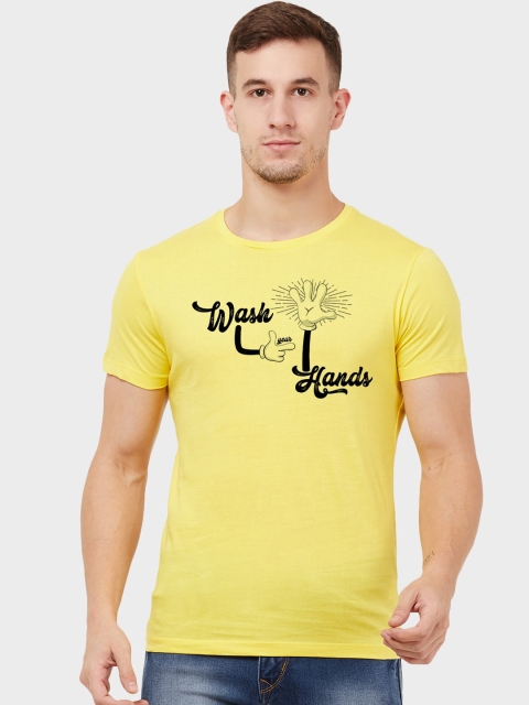 

Free Authority Men Yellow Printed Round Neck Cotton T-shirt