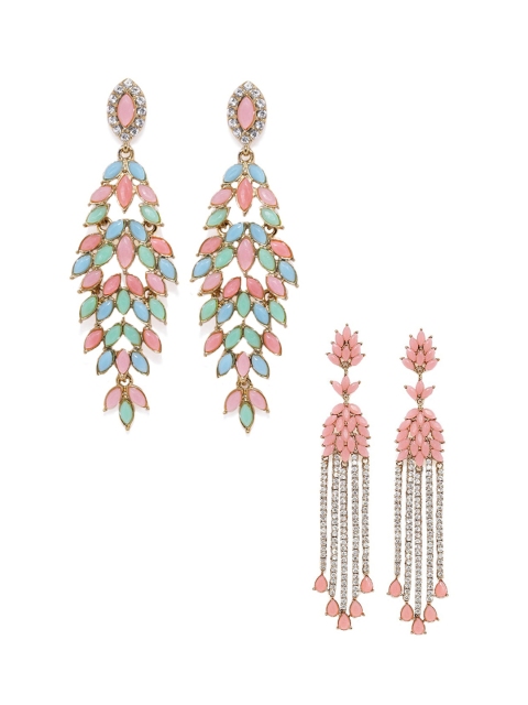 

Mahi Set of 2 Contemporary Dangle Drop Earrings, Multi