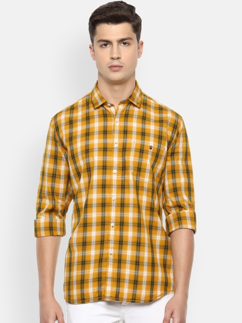 

Louis Philippe Jeans Men Yellow Slim Fit Checked Casual Shirt