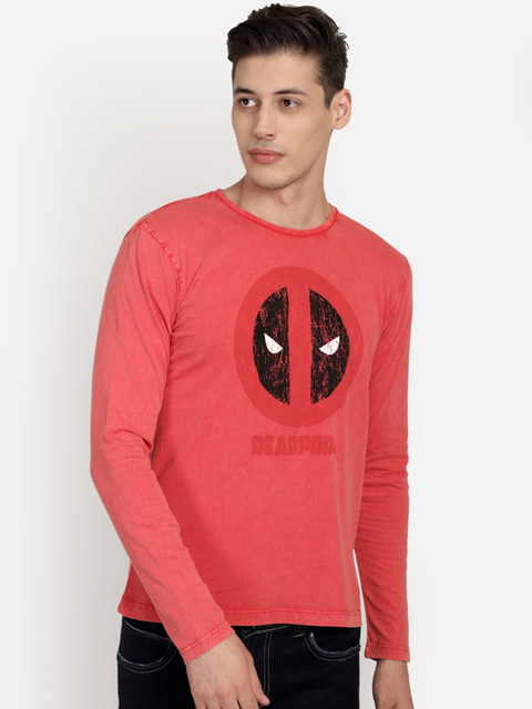 

Free Authority Men Red Deadpool Printed Round Neck T-shirt