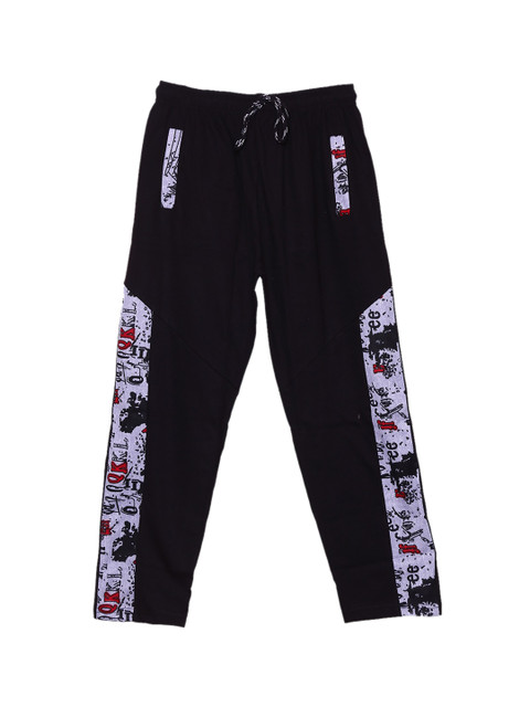 

SWEET ANGEL Girls Black & White Printed Straight-Fit Track Pants