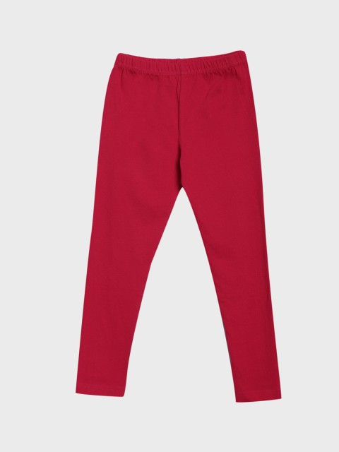 

Aomi Girls Red Solid Cotton Ankle-Length Leggings
