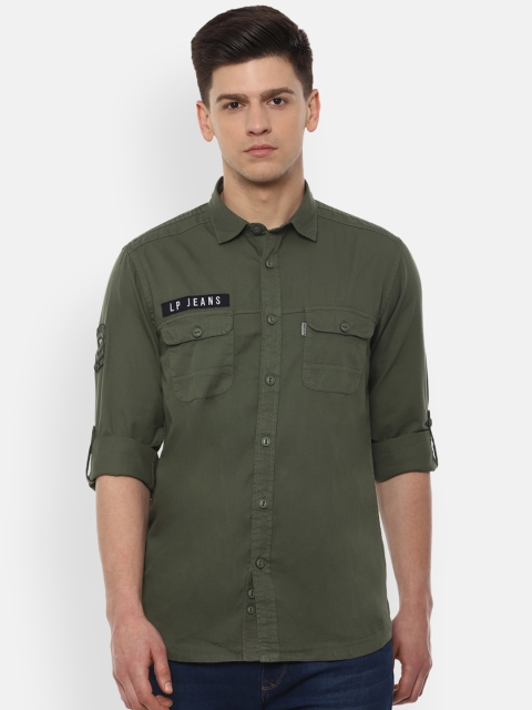 

Louis Philippe Jeans Men Olive Green Slim Fit Solid Casual Shirt