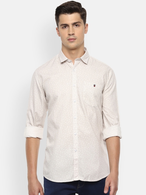 

Louis Philippe Jeans Men Cream-Coloured Slim Fit Printed Casual Shirt