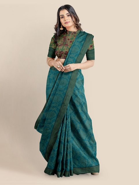 

Kalamandir Green Woven Design Silk Blend Saree
