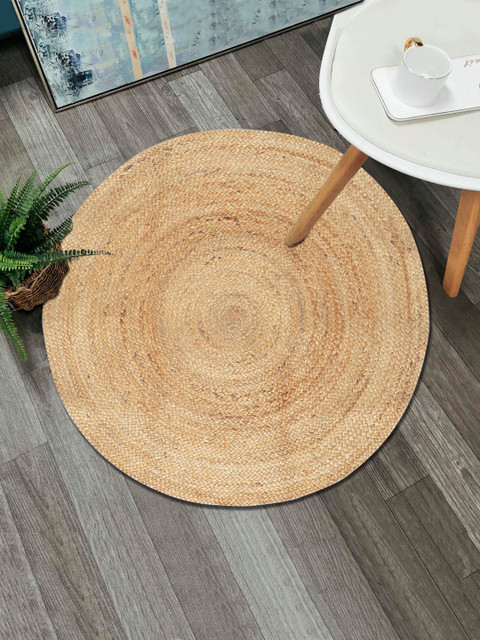 

HomeStorie Beige Natural Jute Sustainable Round Floor-Wall Carpet