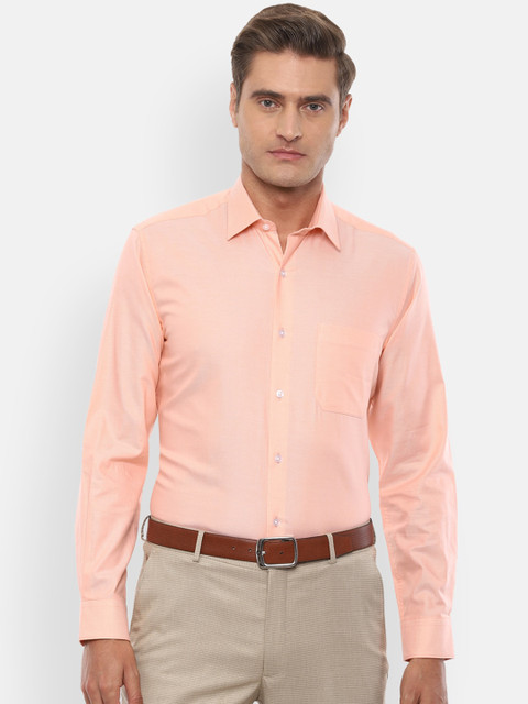

Louis Philippe Men Peach-Coloured Slim Fit Self Design Casual Shirt