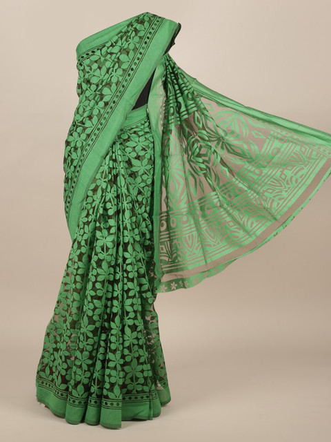 

Pothys Green Woven Design Jute Silk Saree
