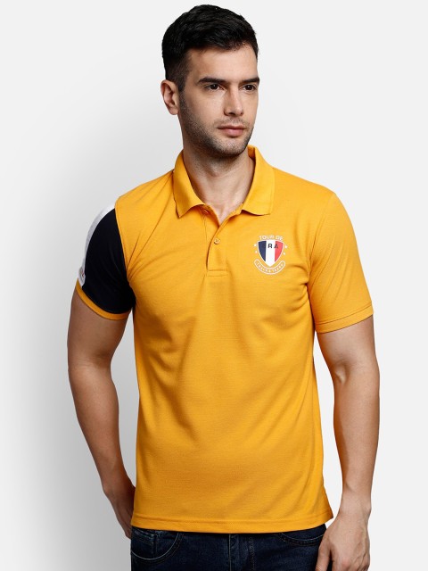 

COBB Men Yellow Solid Polo Collar T-shirt