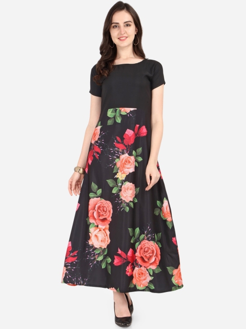 

SAADHVI Women Black Floral Printed Gown