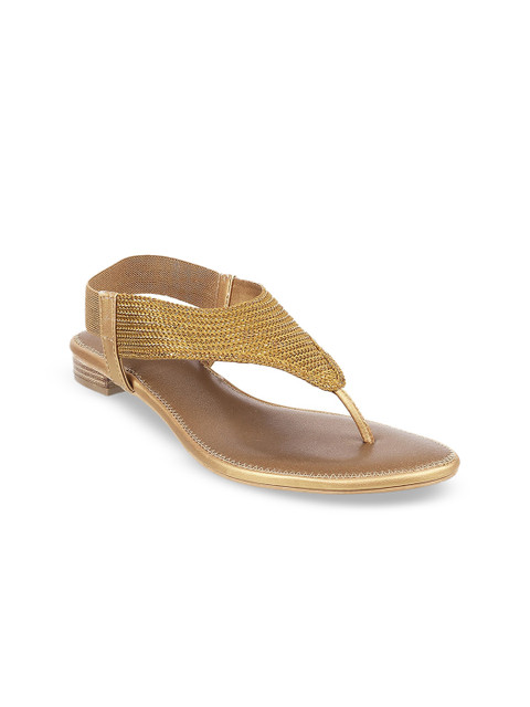 

Metro Women Gold-Toned Woven Design Sandals