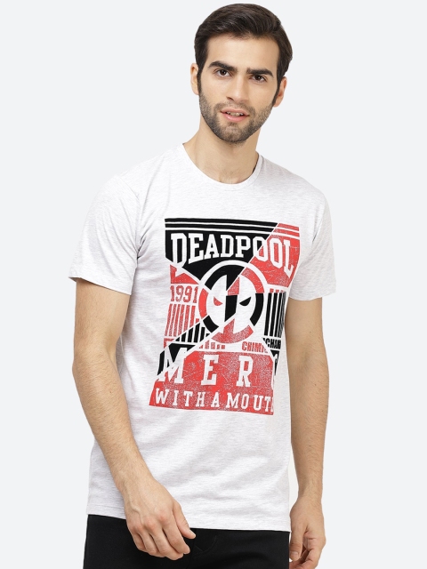 

Free Authority Men White Deadpool Printed Round Neck T-shirt