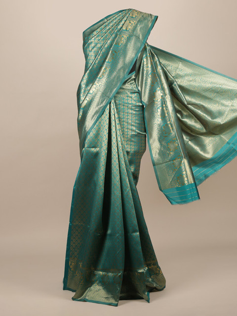 

Pothys Green Woven Design Jute Silk Saree