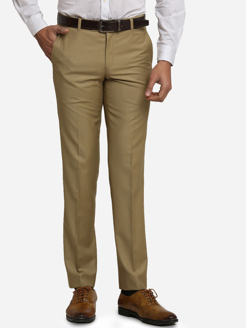 

METAL Men Khaki Slim Fit Solid Formal Trousers