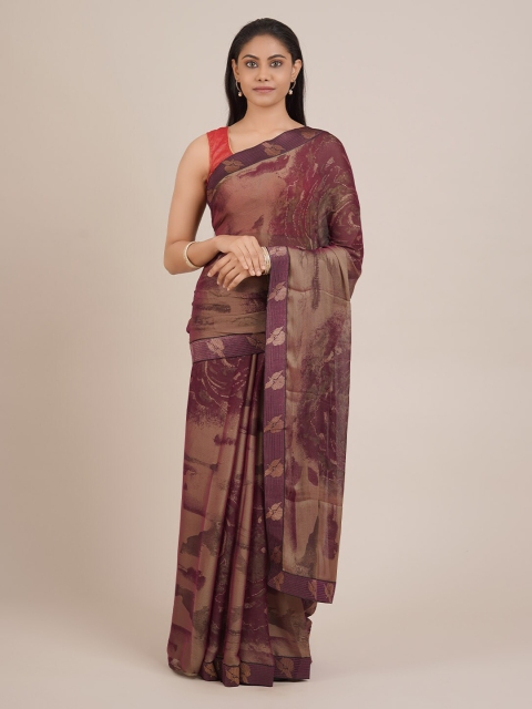 

Pothys Purple Printed Poly Chiffon Saree