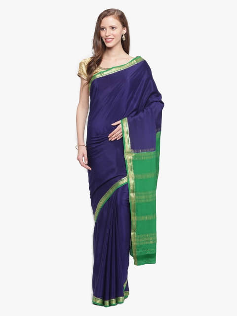 

Sudarshan Silks Blue Pure Silk Solid Mysore Silk Saree