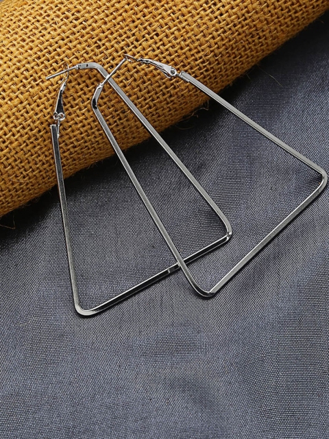 

ZeroKaata Silver-Toned Contemporary Drop Earrings