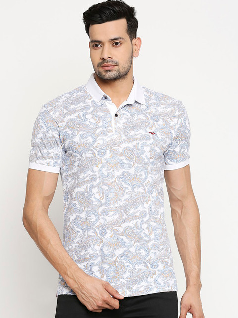 

Mufti Men White & Grey Printed Polo Collar T-shirt