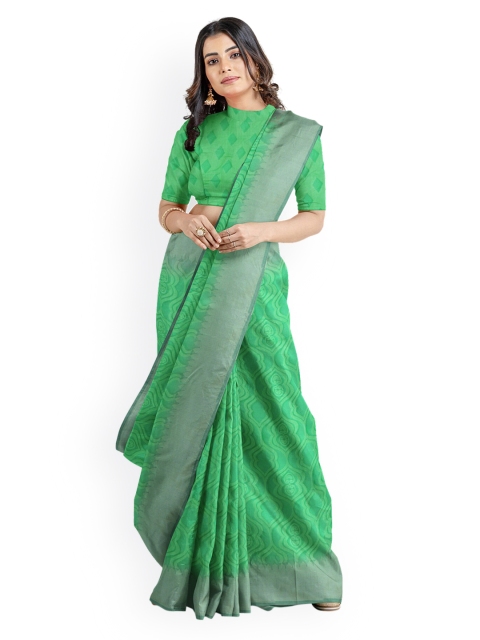 

Kalamandir Green Silk Blend Woven Design Banarasi Saree