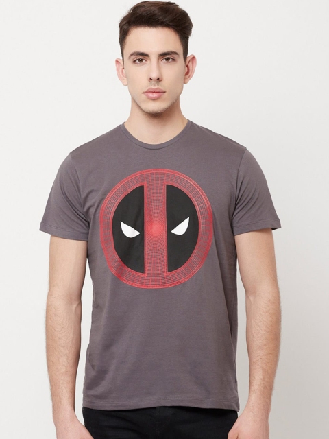 

Free Authority Men Grey & Red Deadpool Printed Round Neck Cotton T-shirt