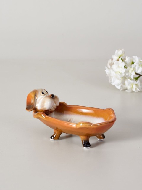 

THEDECORKART Brown & Off-White Adorable Dog Soap Dish