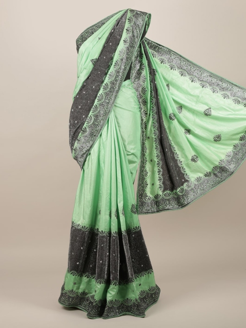 

Pothys Green & Grey Jute Silk Embroidered Saree