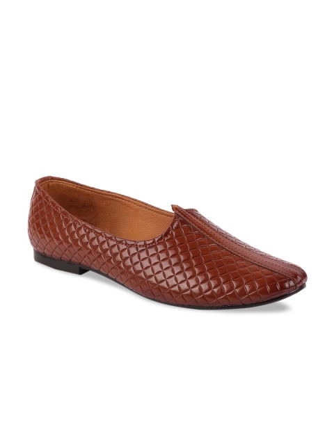 

FAUSTO Men Tan Brown Woven Design Lightweight Mojaris